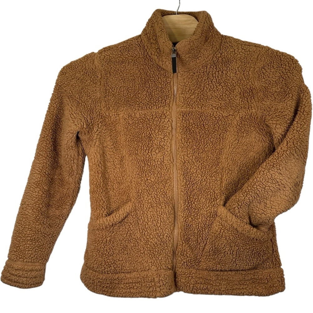 Free Country Fleece Jacket Men M Brown Sherpa Polyester Full Zip Outdoor Warm